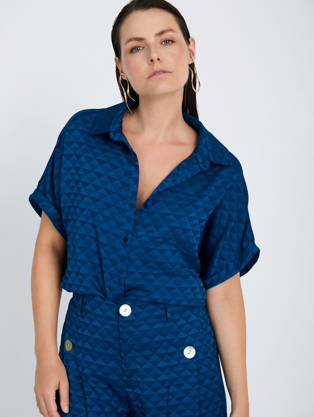 Skatie Geometric jacquard shirt