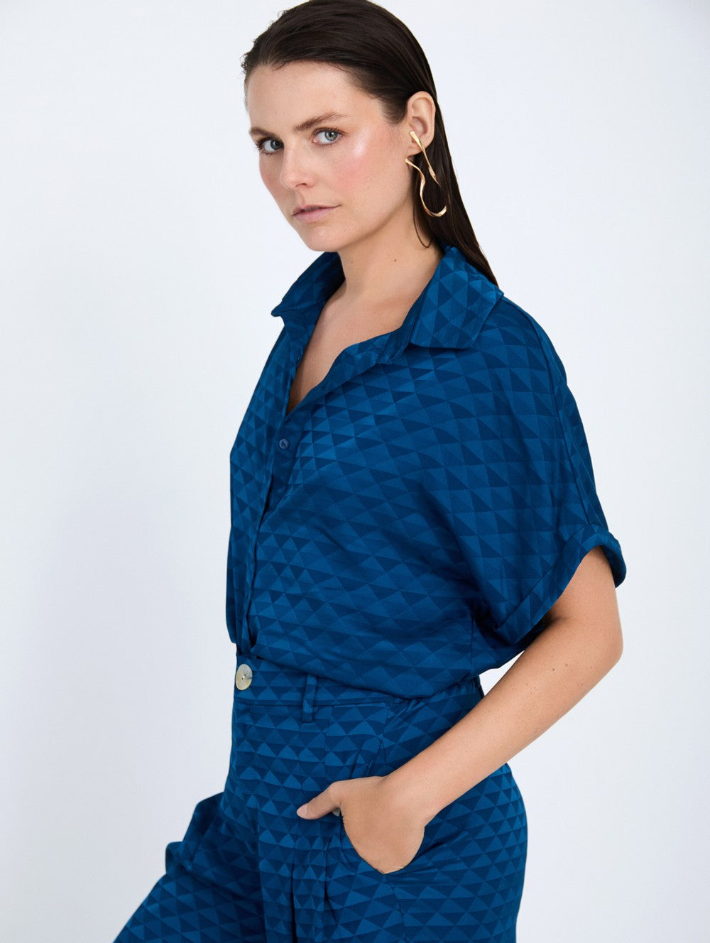 Skatie Geometric jacquard shirt