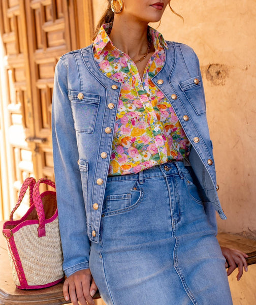 Julie  Gold button denim jacket
