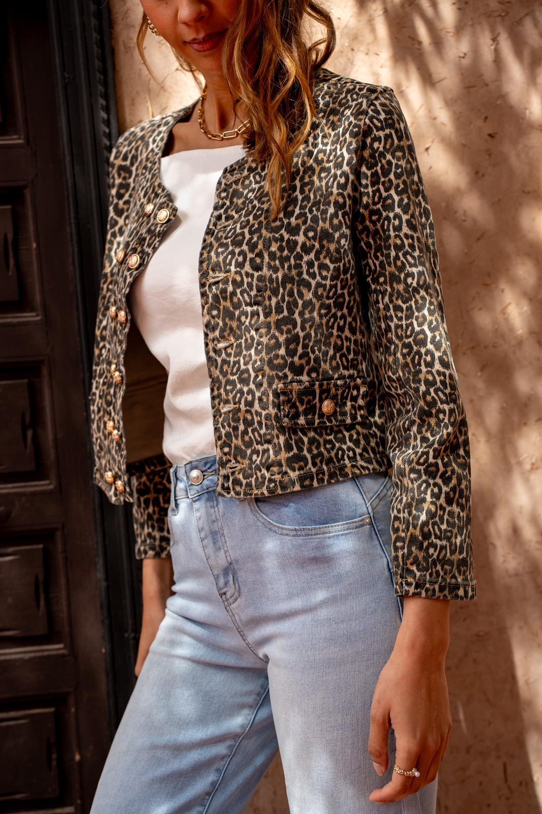 Jemma Animal print denim jacket