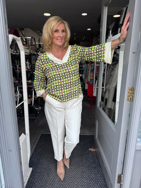 Arggidio 3/4 sleeve pattern blouse