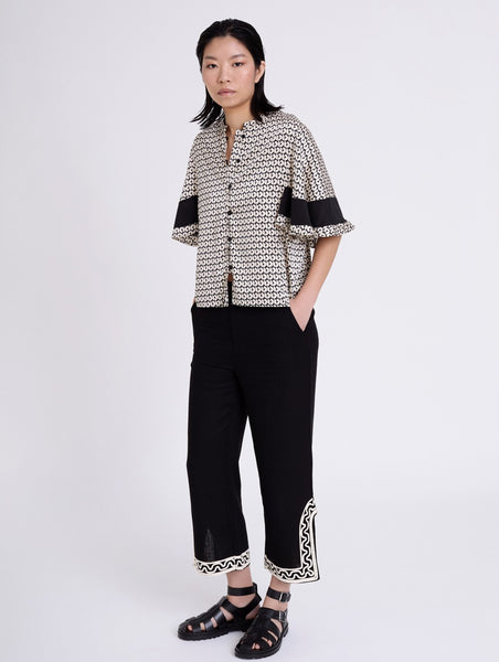 SKATIE BRAND Retro print satin shirt