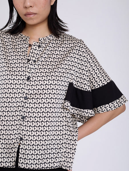 SKATIE BRAND Retro print satin shirt