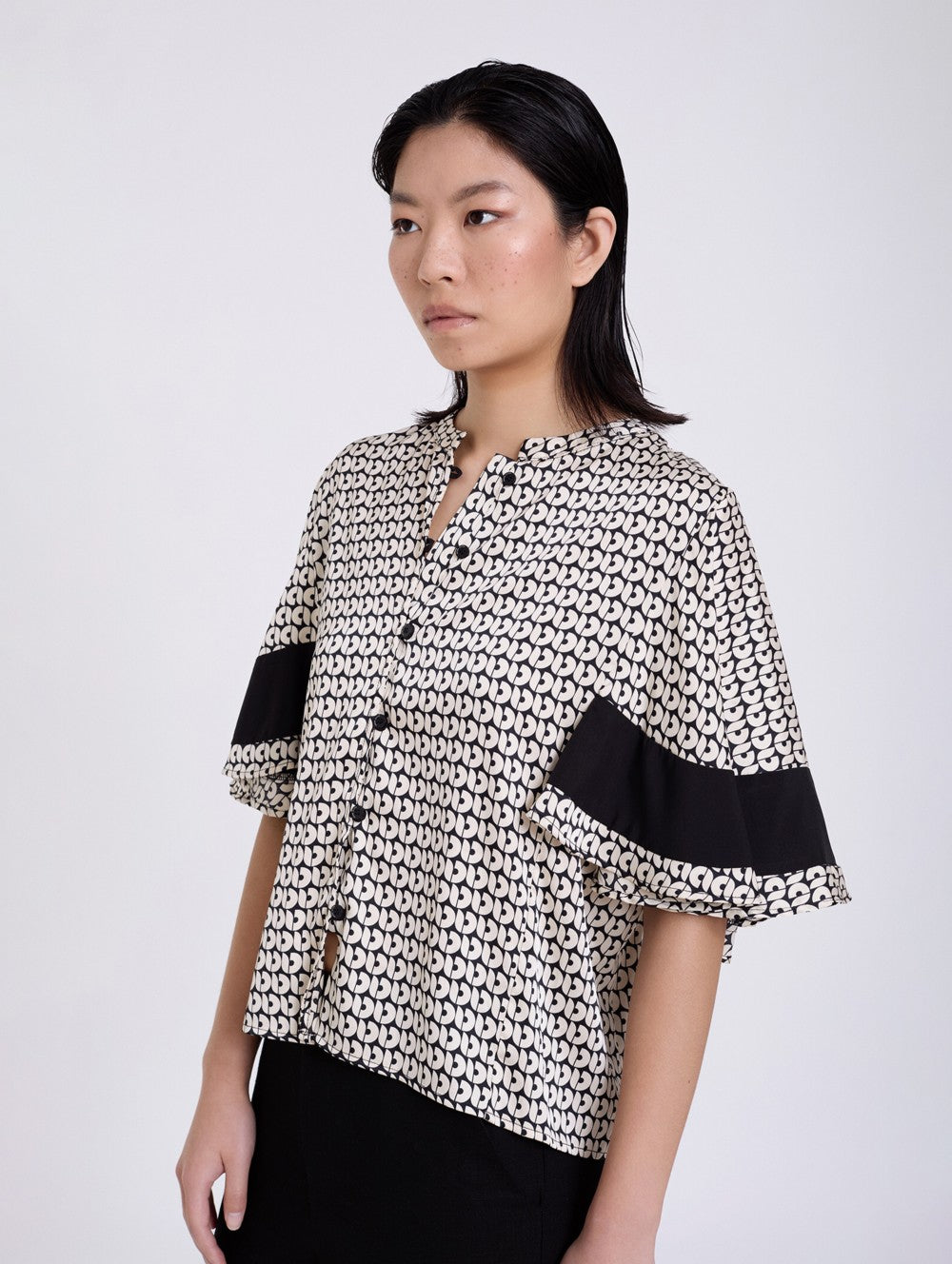 SKATIE BRAND Retro print satin shirt