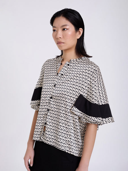 SKATIE BRAND Retro print satin shirt