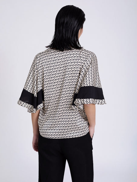 SKATIE BRAND Retro print satin shirt
