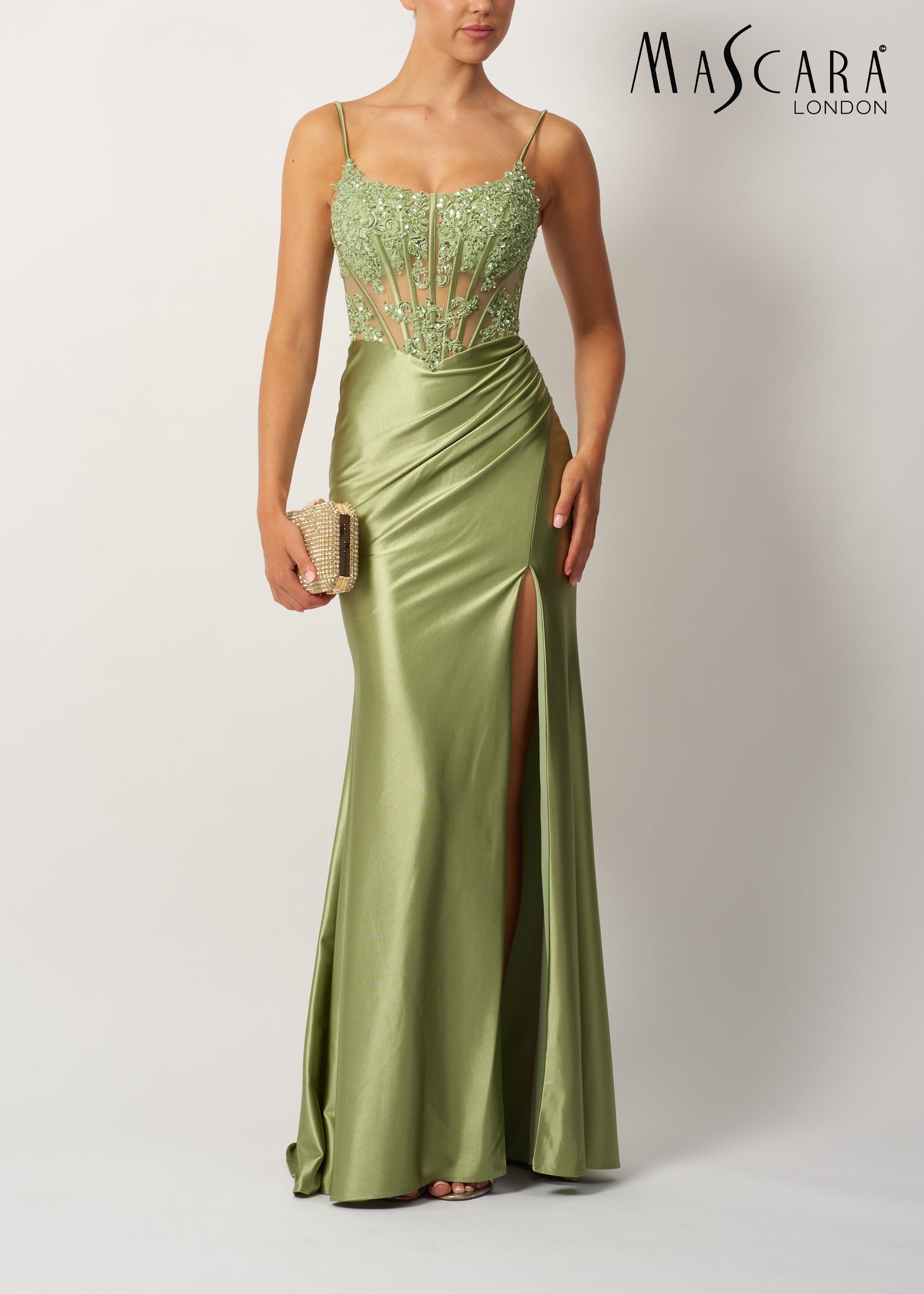 mascara green dress MC11521 Fitted beads jersey OLIVE – revolve store sage green convertible dress