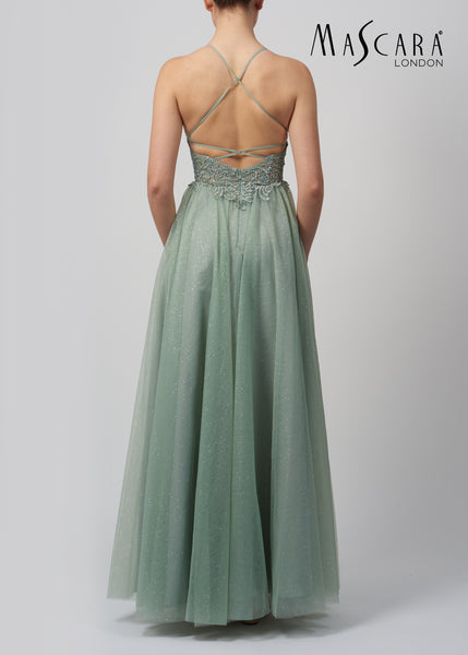 Macara MC12311 cross back Tulle Dress Misty Green