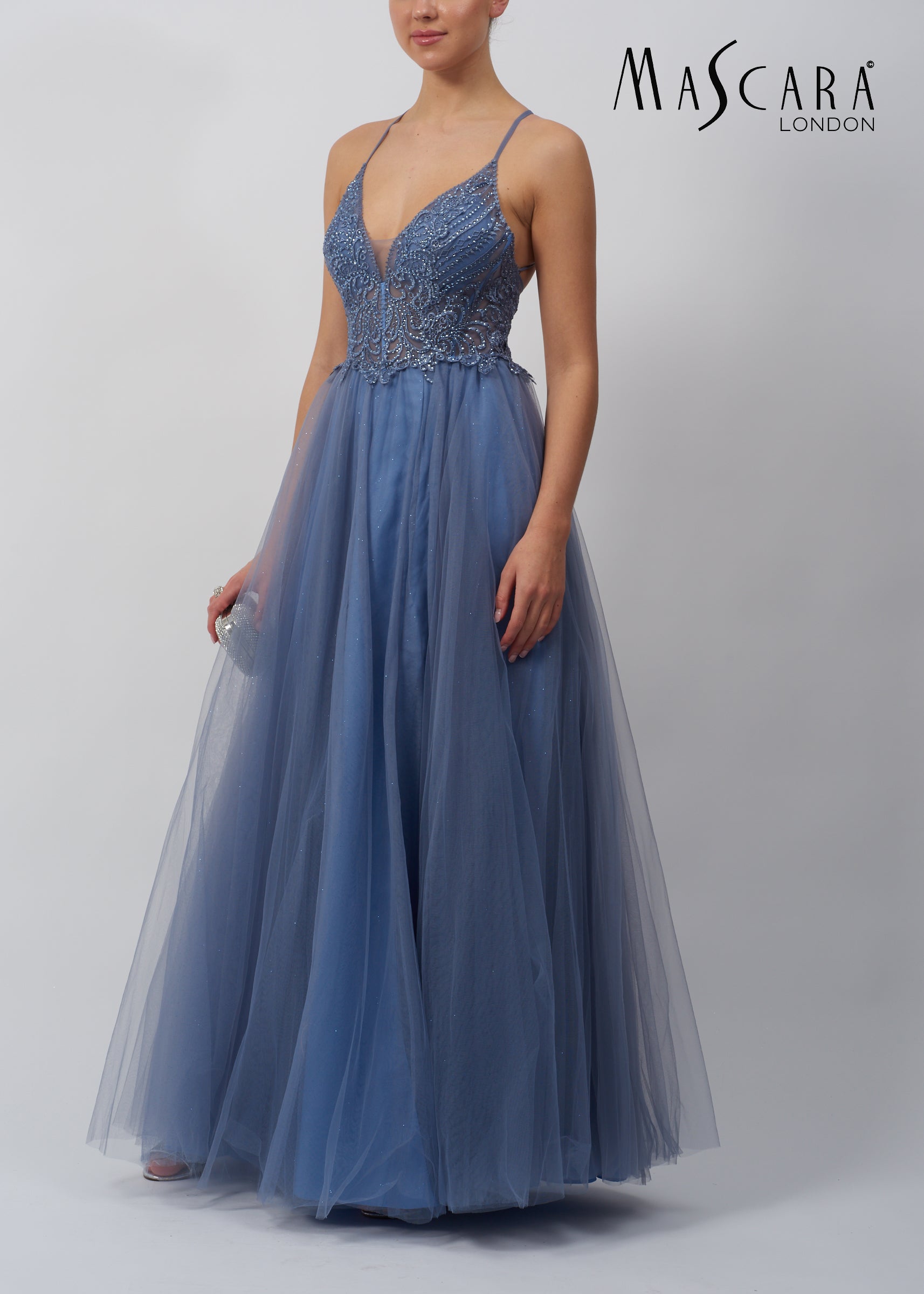 Macara MC12311 cross back Tulle Dress Misty Green