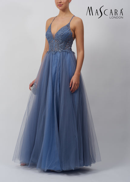 Macara MC12311 cross back Tulle Dress Misty Green