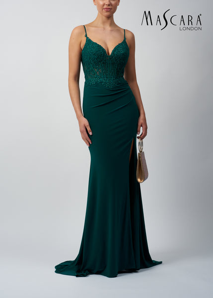 Mascara MC18328 Embelished Tie Back Dress Forest