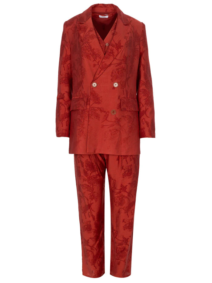 MIOH Montesco jacket. Botanical floral fabric double - breasted blazer