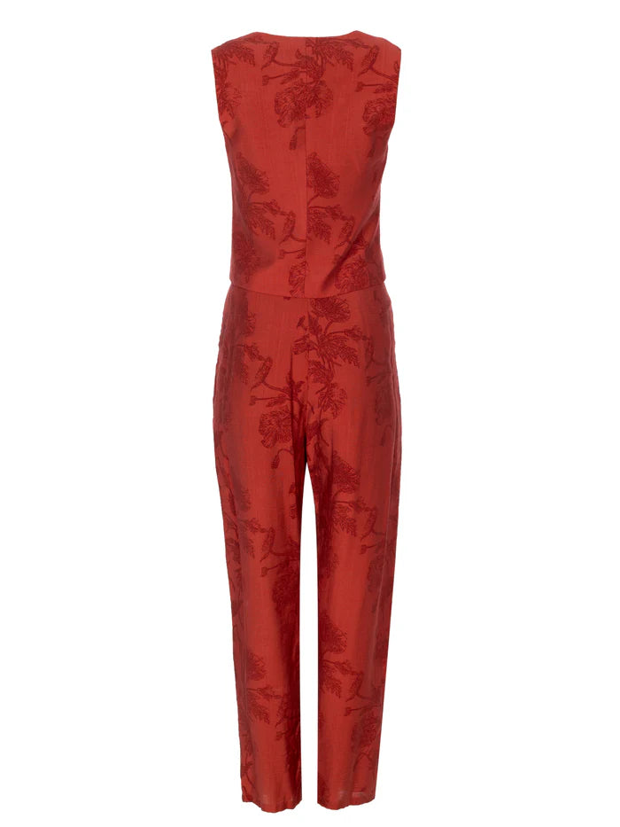 MIOH Montesco. Pleated trousers in botanical floral fabric