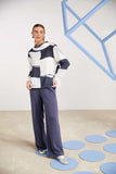 NAYA NAS25175 Block color high neck top with script print detail