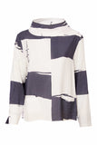NAYA NAS25175 Block color high neck top with script print detail