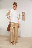 NAYA NAS25179 Cotton shirt with contrast mesh inset at sleeve