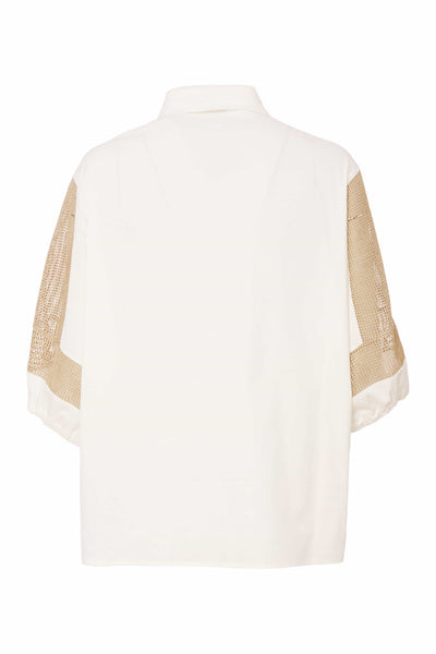 NAYA NAS25179 Cotton shirt with contrast mesh inset at sleeve