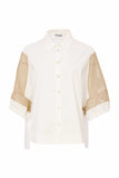 NAYA NAS25179 Cotton shirt with contrast mesh inset at sleeve