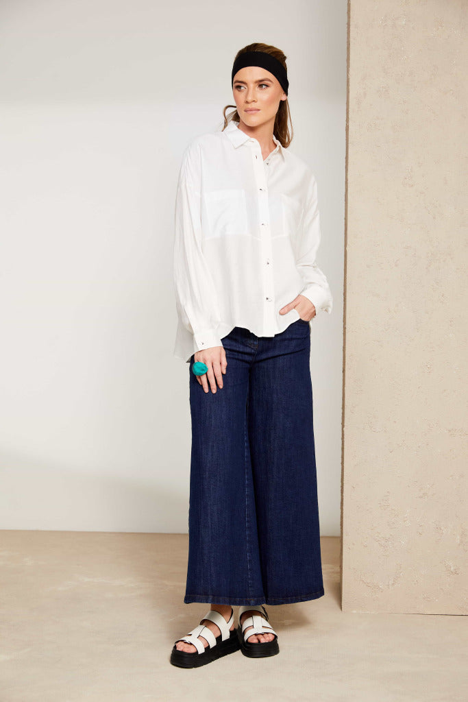 Naya NAS25254 Flared denim crop trouser