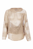 NAYA NAS25186 Faded block mesh print top with funnel neck