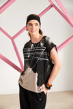 NAYA NAS25205 Spray border drizzle print round neck sleeveless top