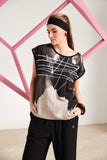 NAYA NAS25205 Spray border drizzle print round neck sleeveless top