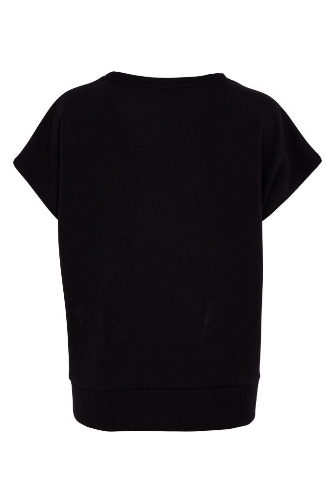 NAYA 26192 Vee Neck Top With Contrast Shoulder Panel
