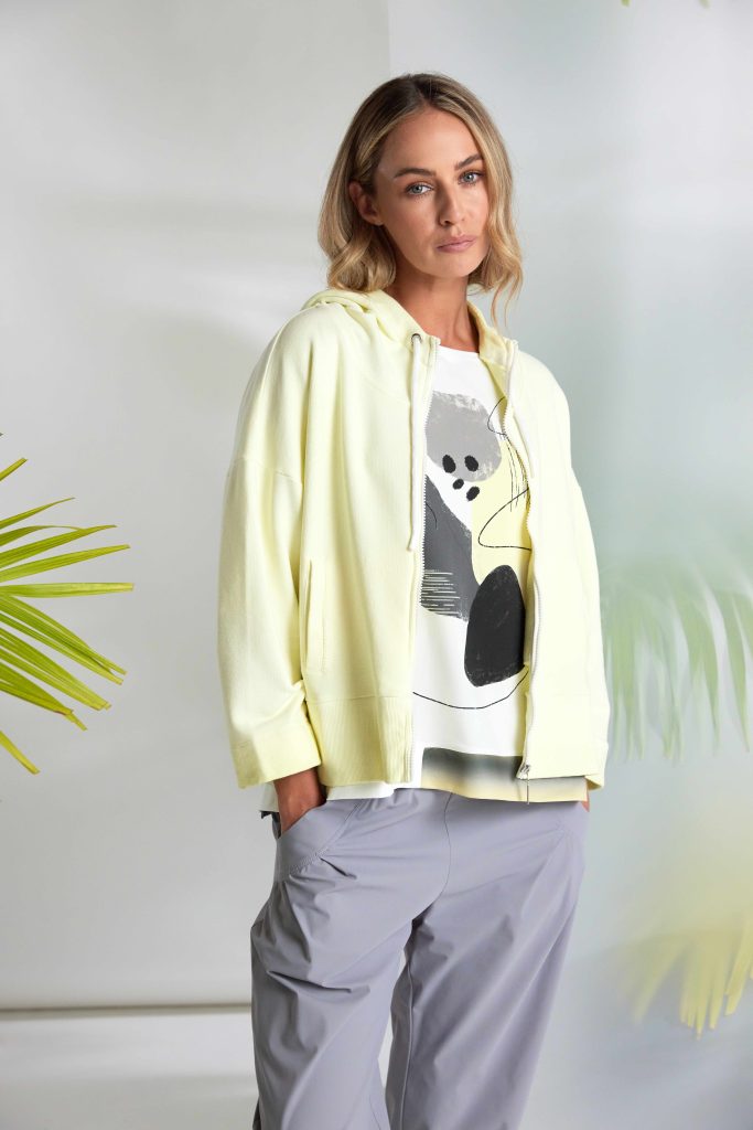 NAYA 26124 Placement Print Top With Contrast Hem panel At Front