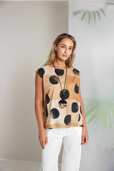 NAYA 26277Spot Print Round Neck Top