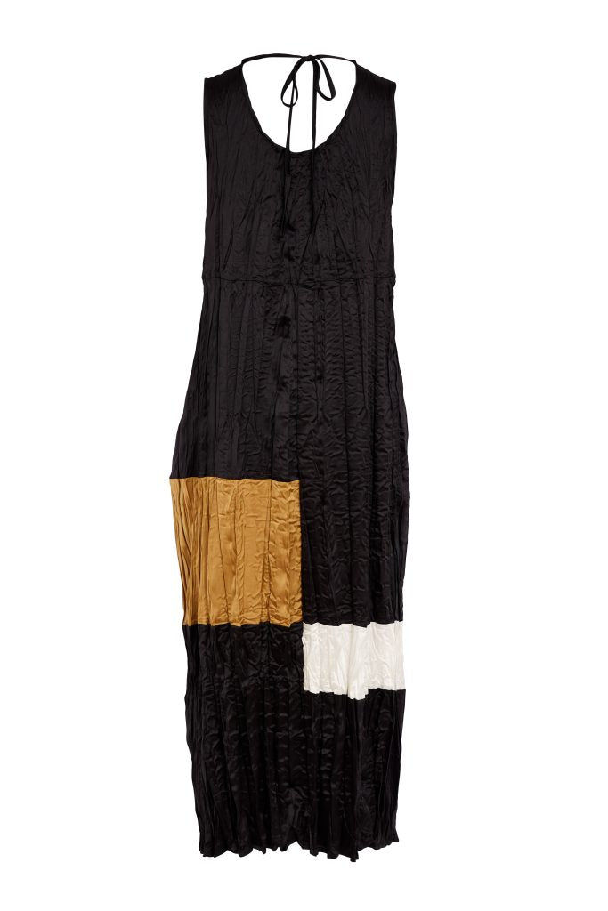 NAYA 26288 Neck Crushed Dress With Colour Bands