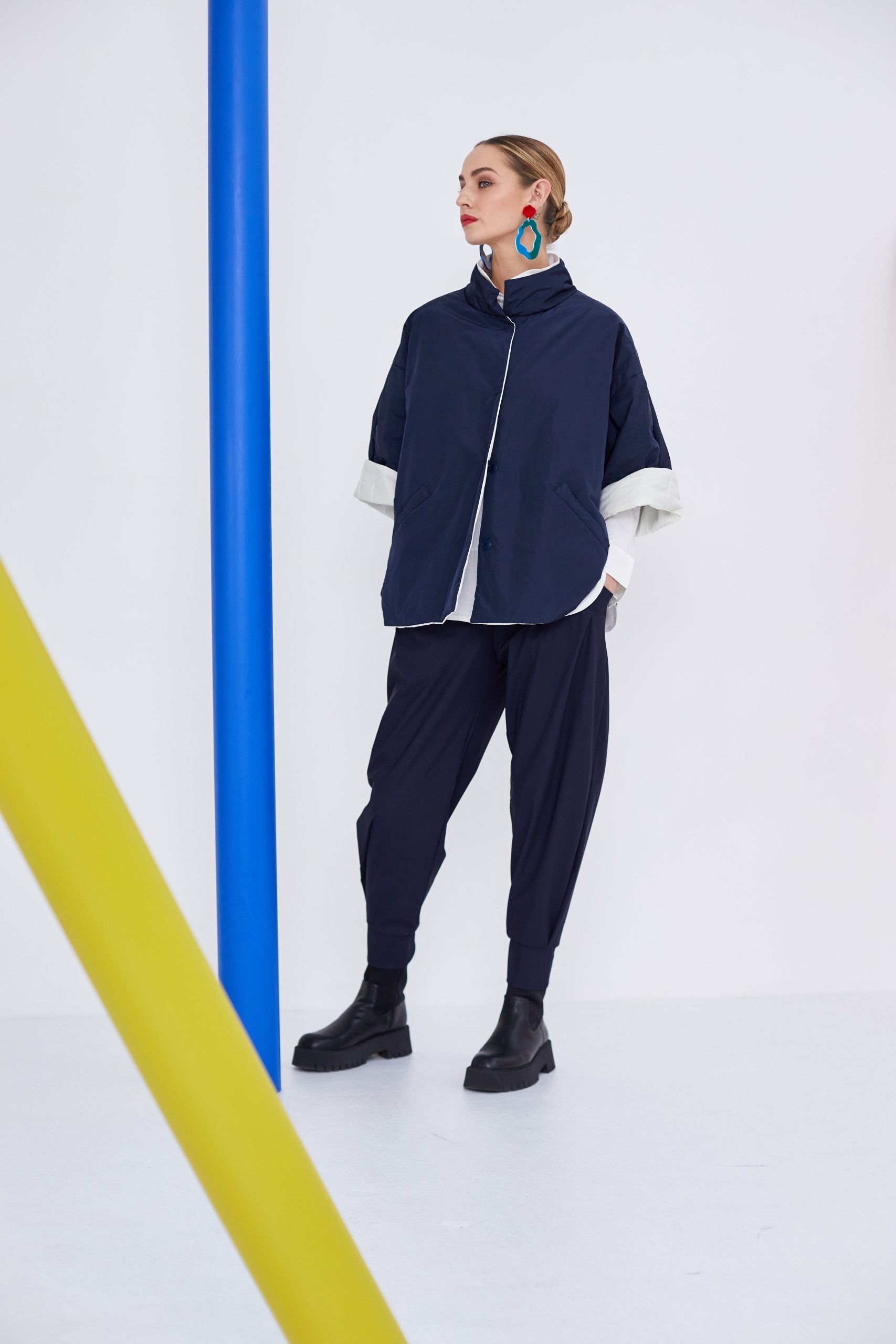Naya NAW23101 Navy Tuck Trousers