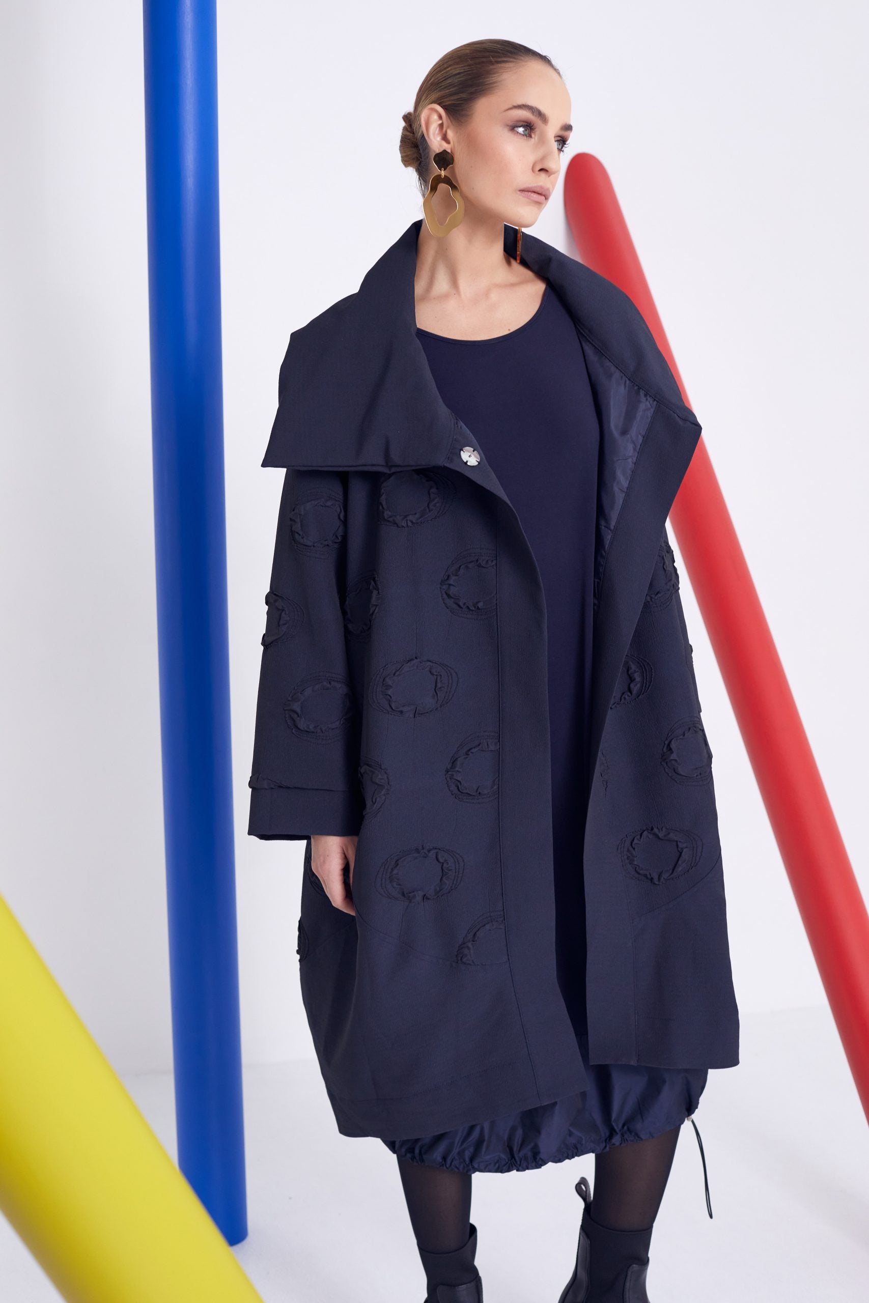 NAYA NAW23296 Shawl Collar coat