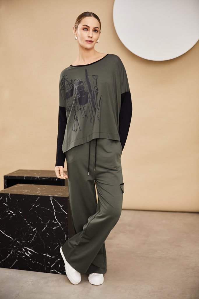 NAYA NAW24277 Placement top contrast sleeve