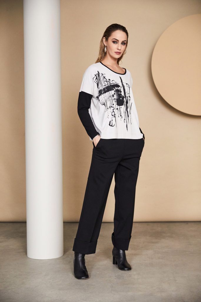 NAYA NAW24277 Placement top contrast sleeve