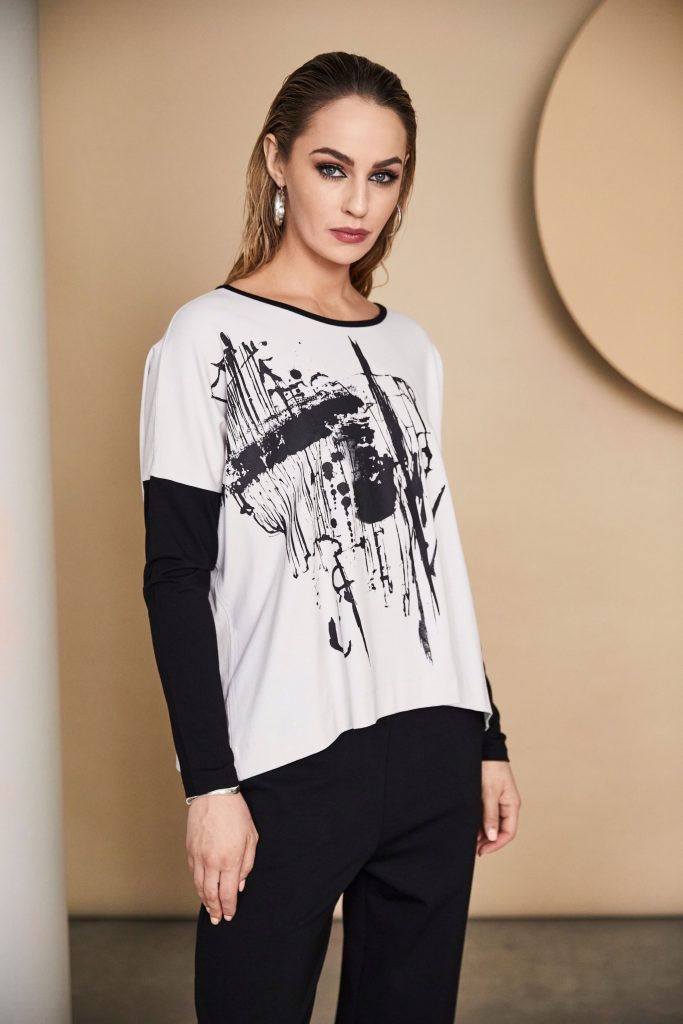 NAYA NAW24277 Placement top contrast sleeve