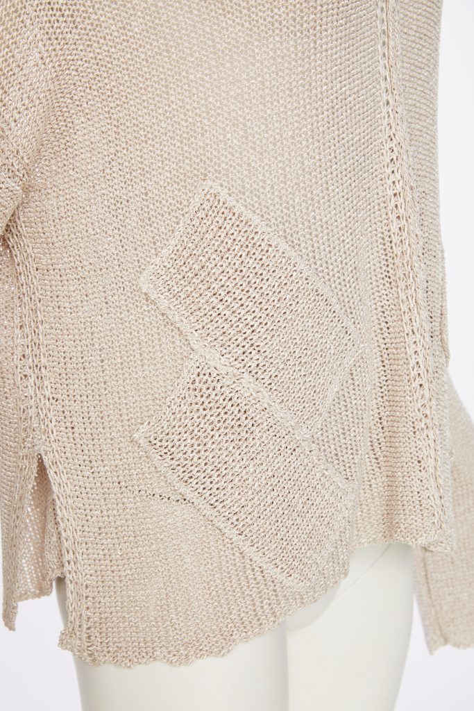 NAYA NAW25327 loose weave V neck knit with layed on sections