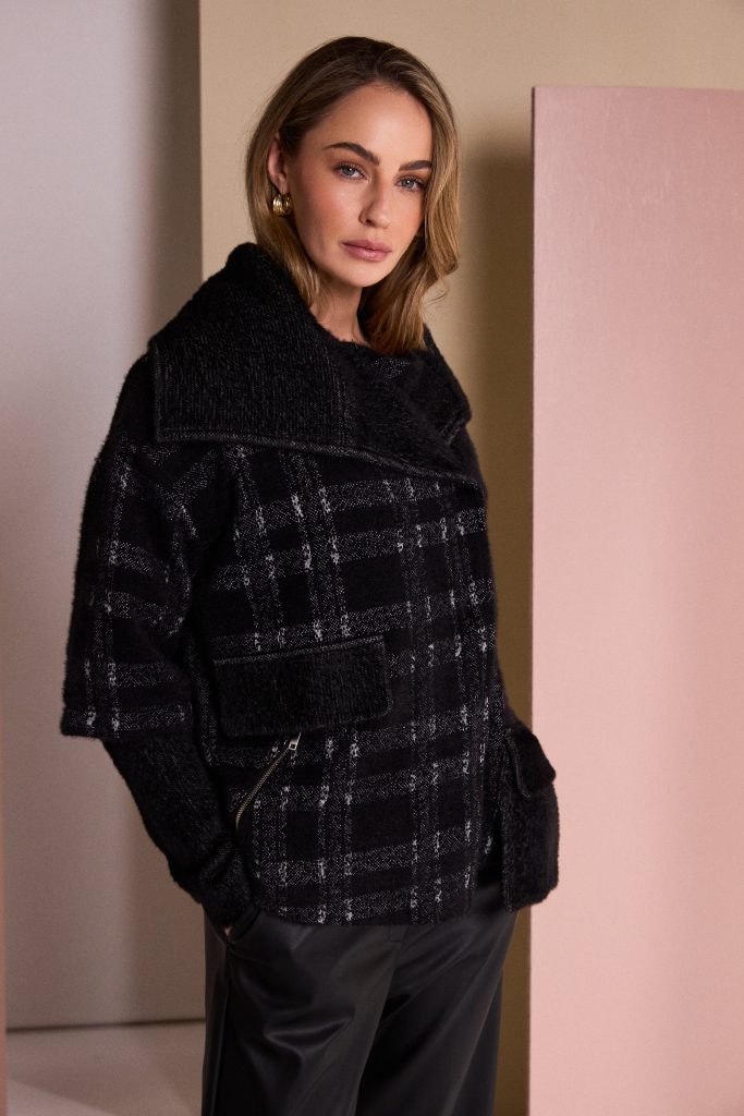 Naya NAW26221 Check Jacket With Contrast Pocket And Cuff Detail