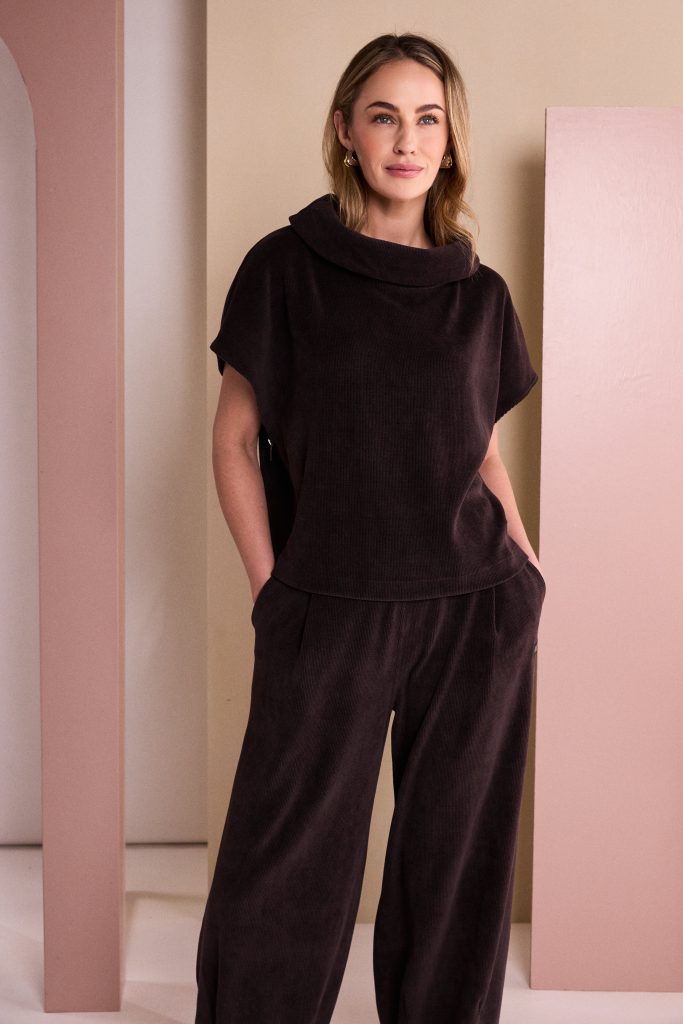 Naya NAW26253 Soft Ribbed Cowl Neck Top With Zip In Side Seam