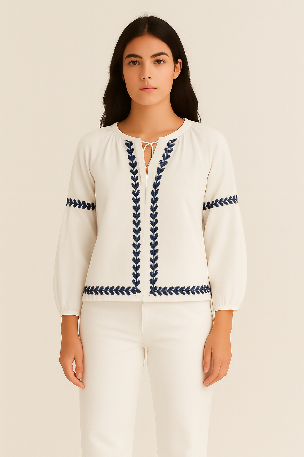 Handprint Dream NE7107 Nafsika blouse white/navy