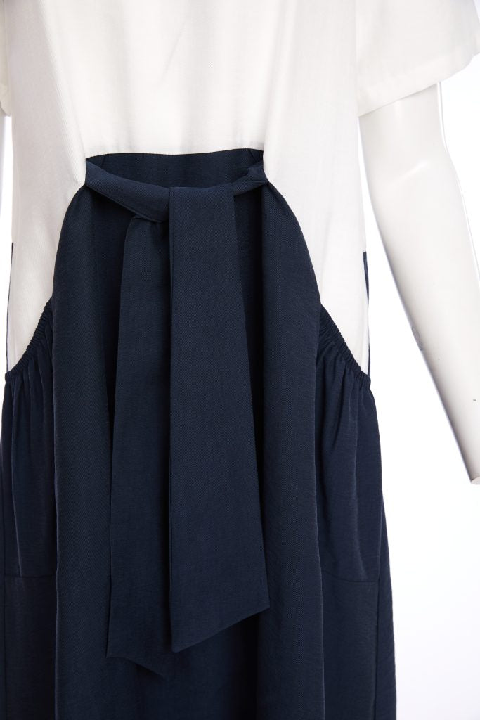 NAYA NPA26127 Dress with contrast colour skirt white/eclipse