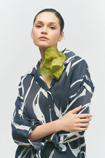 BIZE Womans Linen Shirt black