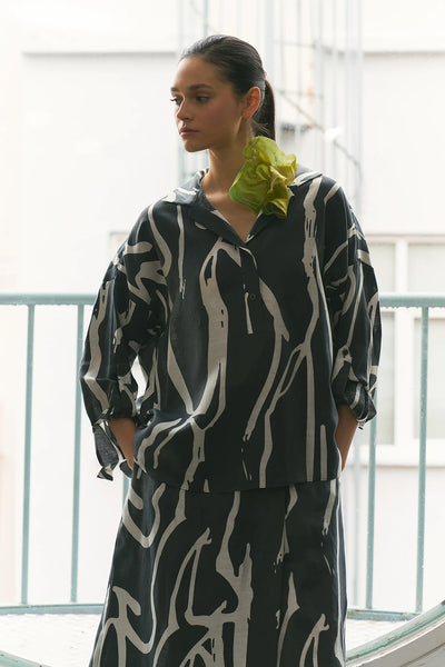 BIZE Womans Linen Shirt black