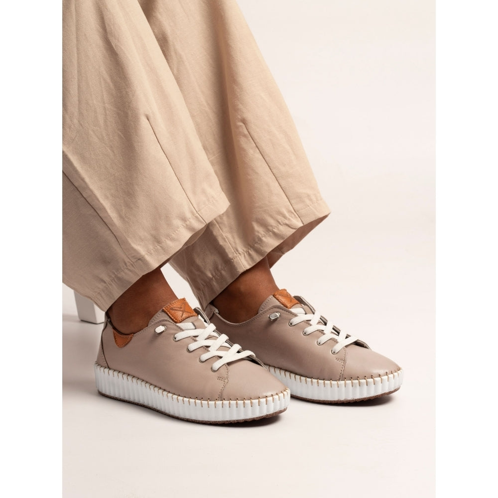 Lunar Faith leather plimsole STONE