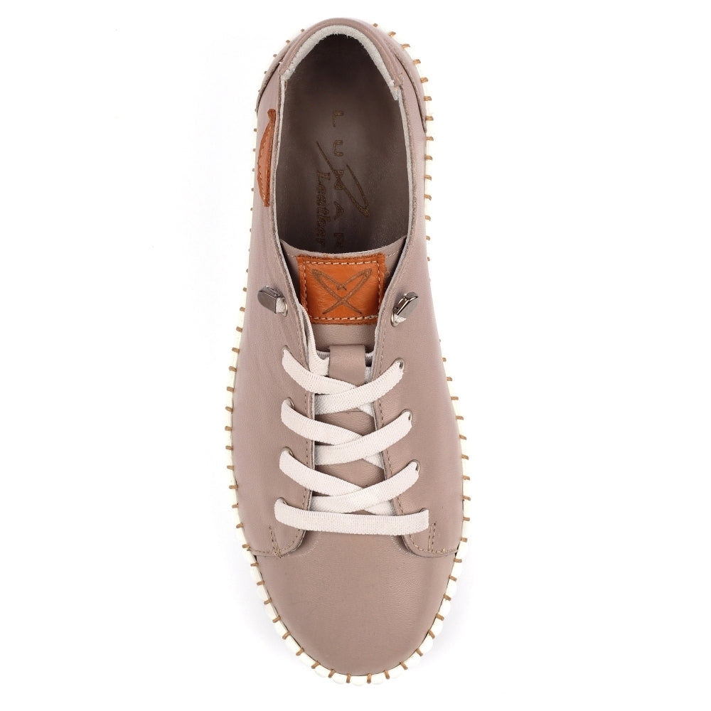 Lunar Faith leather plimsole STONE