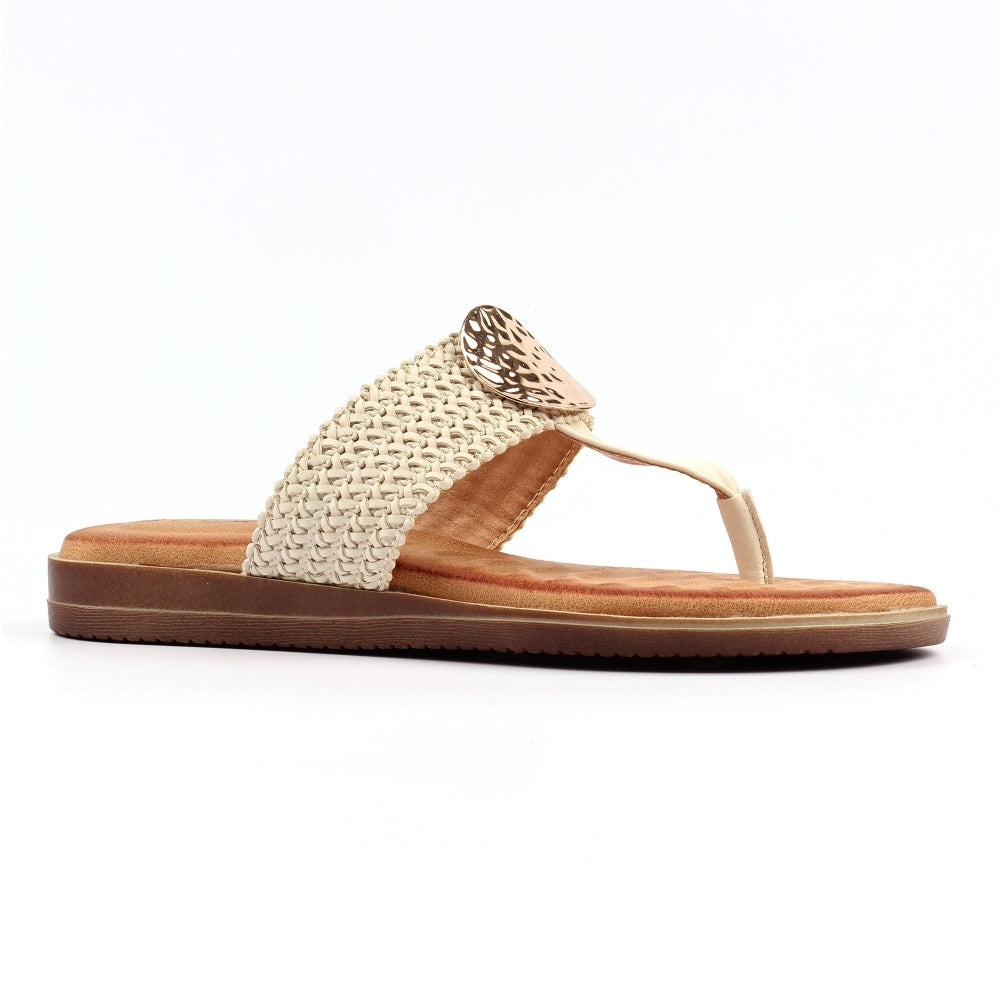 Lunar Fiona toe post sandal WHITE
