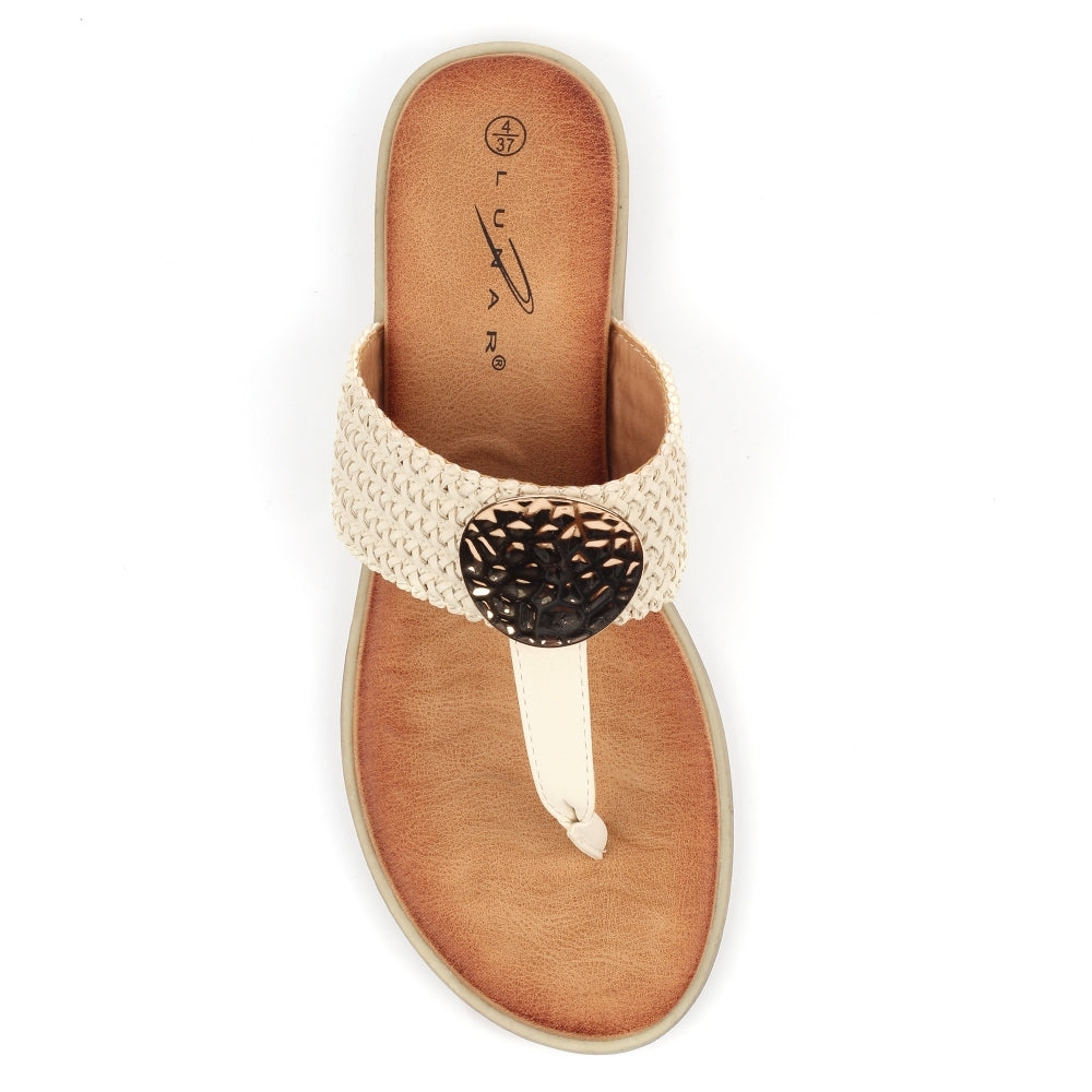 Lunar Fiona toe post sandal WHITE