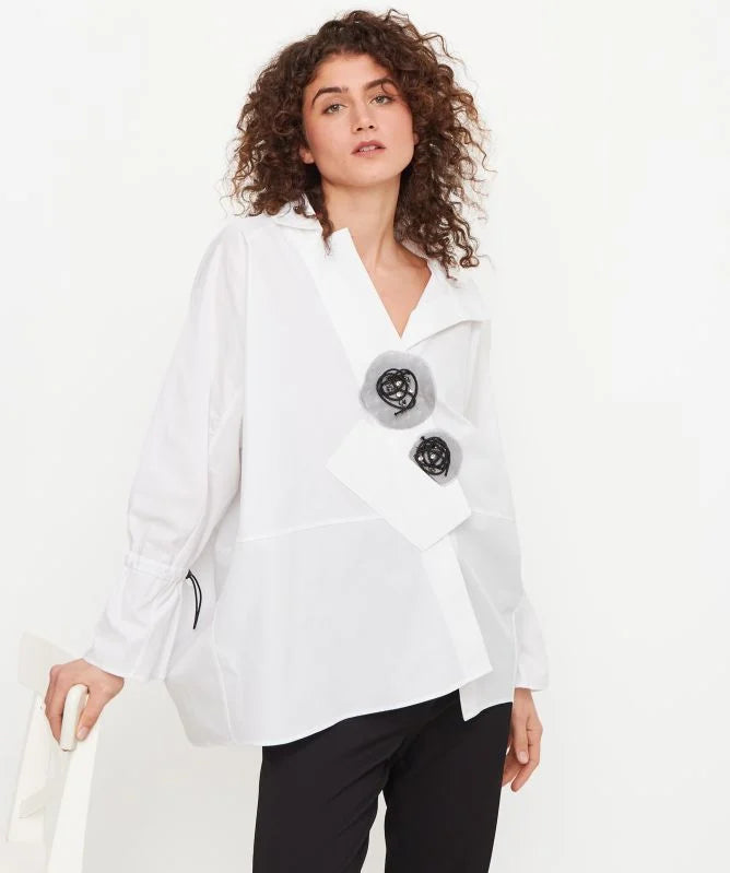 BIZE White Shirt With Mesh detail