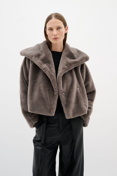 Inwear YoboIW Faux fur coat Sandy Grey