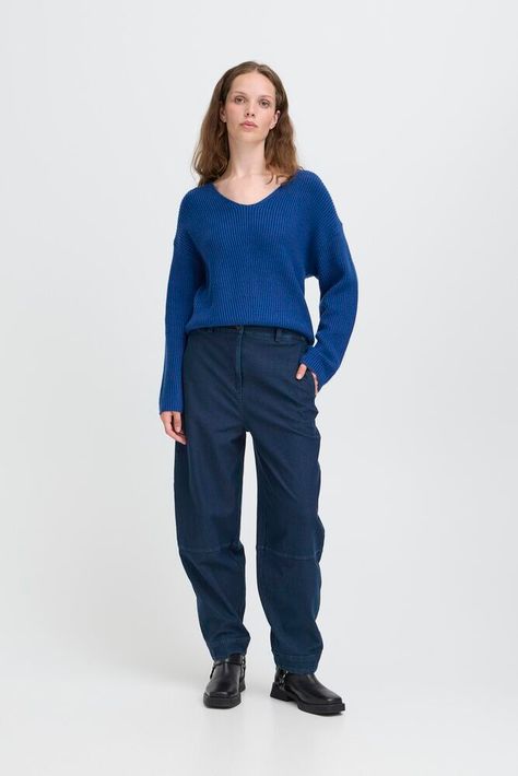 ICHI IHKATE DENIM PA2 Barrel leg trouser Dark blue