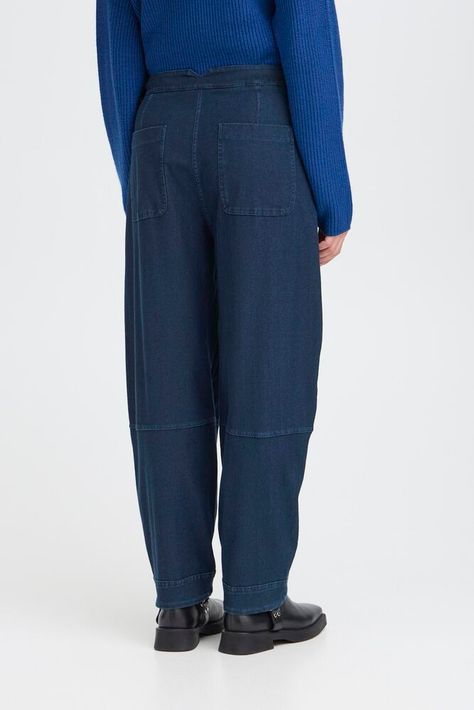 ICHI IHKATE DENIM PA2 Barrel leg trouser Dark blue